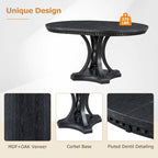 Grigio antico / Nero / Rovere e Bianco | Set da pranzo rotondo allungabile da 5 pezzi per 4 persone