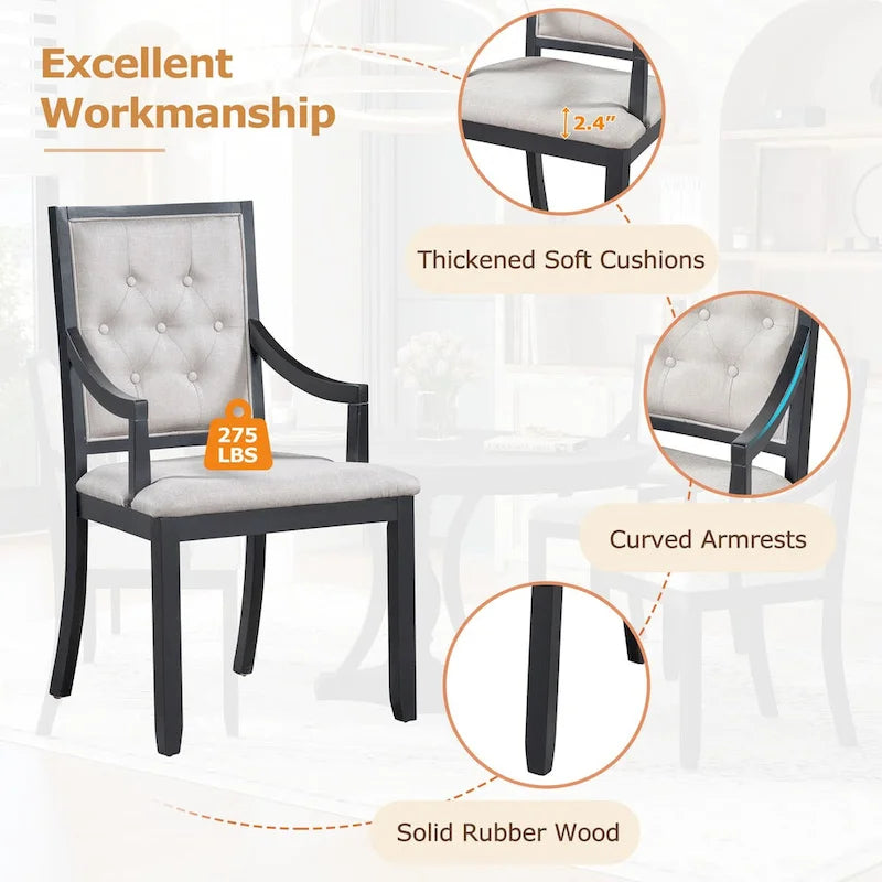 Grigio antico / Nero / Rovere e Bianco | Set da pranzo rotondo allungabile da 5 pezzi per 4 persone