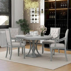 Grigio antico / Nero / Rovere e Bianco | Set da pranzo rotondo allungabile da 5 pezzi per 4 persone