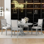 Grigio antico / Nero / Rovere e Bianco | Set da pranzo rotondo allungabile da 5 pezzi per 4 persone