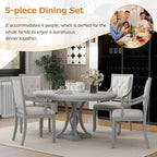 Grigio antico / Nero / Rovere e Bianco | Set da pranzo rotondo allungabile da 5 pezzi per 4 persone