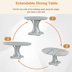 Grigio antico / Nero / Rovere e Bianco | Set da pranzo rotondo allungabile da 5 pezzi per 4 persone