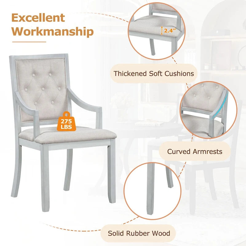 Grigio antico / Nero / Rovere e Bianco | Set da pranzo rotondo allungabile da 5 pezzi per 4 persone