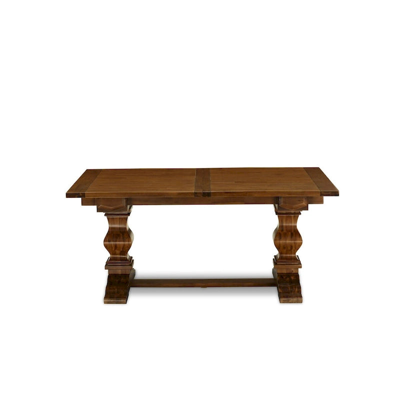 Set da pranzo 11 pezzi, noce/Jacobean, sedie in tessuto lino, 10 posti
