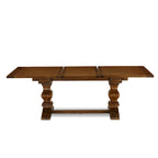 Set da pranzo 11 pezzi, noce/Jacobean, sedie in tessuto lino, 10 posti