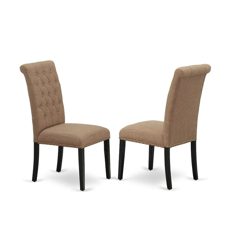 Set da pranzo 11 pezzi, noce/Jacobean, sedie in tessuto lino, 10 posti