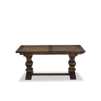 Set da pranzo 11 pezzi, noce/Jacobean, sedie in tessuto lino, 10 posti