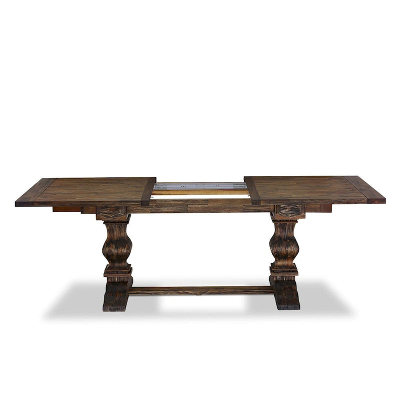 Set da pranzo 11 pezzi, noce/Jacobean, sedie in tessuto lino, 10 posti