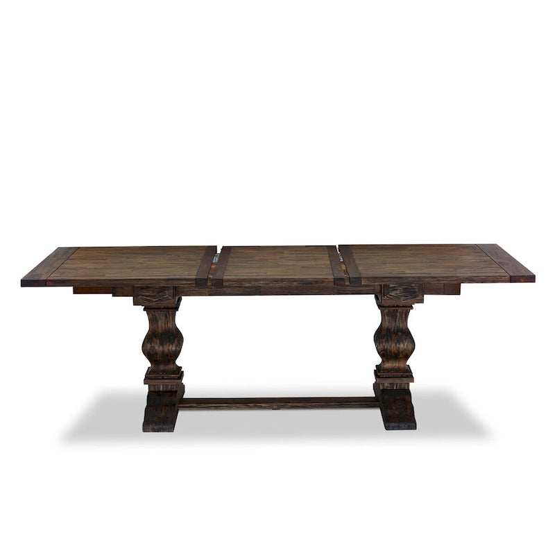 Set da pranzo 11 pezzi, noce/Jacobean, sedie in tessuto lino, 10 posti