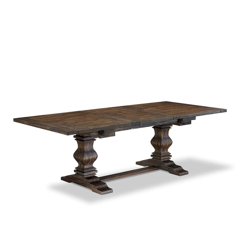 Set da pranzo 11 pezzi, noce/Jacobean, sedie in tessuto lino, 10 posti
