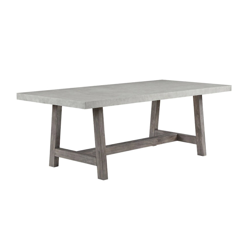 Set da pranzo in similcemento grigio bouclé, 7 pezzi