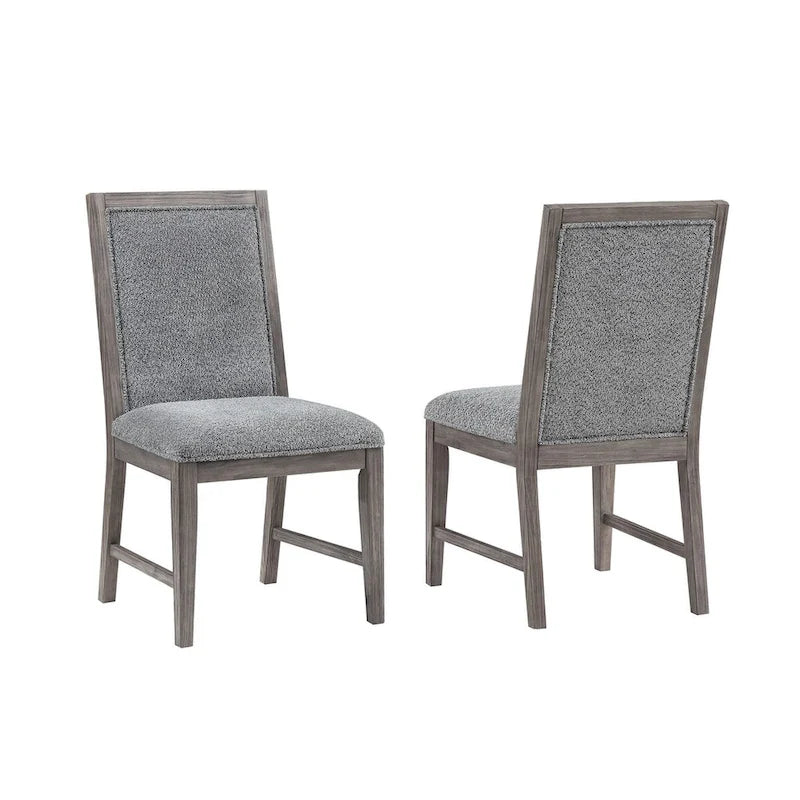 Set da pranzo in similcemento grigio bouclé, 7 pezzi