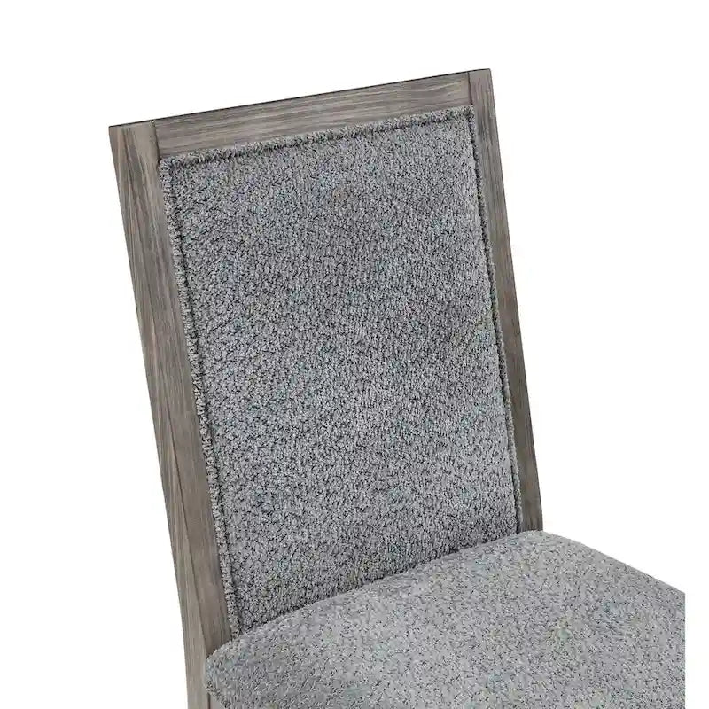 Set da pranzo in similcemento grigio bouclé, 7 pezzi