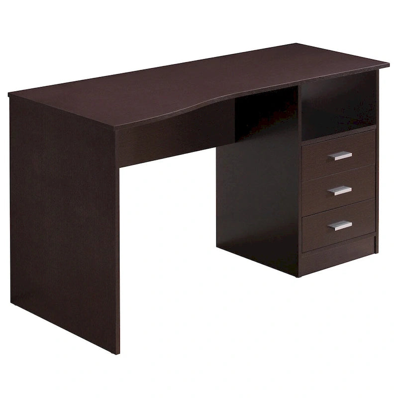 Scrivania da computer a 3 cassetti marrone, monoposto