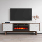 Mobile TV con Camino Elettrico Effetto Noce, Stile Moderno, Adatto per TV fino a 80", 2 Opzioni di Colore