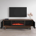 Mobile TV con Camino Elettrico Effetto Noce, Stile Moderno, Adatto per TV fino a 80", 2 Opzioni di Colore
