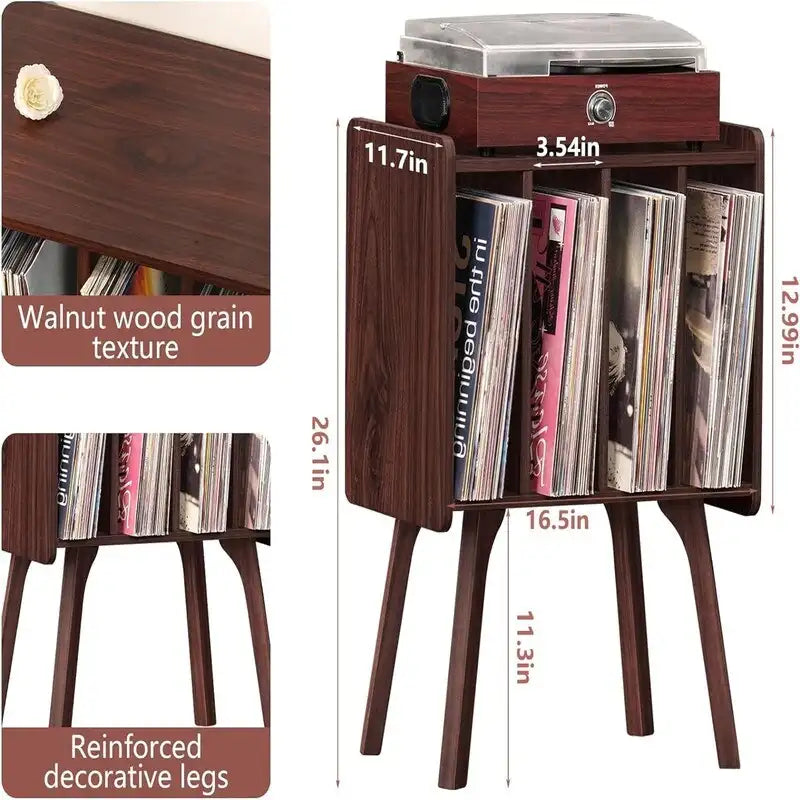 Mobile portadischi 4 cubi – Noce/Nero/Marrone/Naturale/Bianco, Singolo