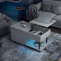 Tavolino da caffè sollevabile nero con luci LED RGB e ripiano regolabile – 1 persona