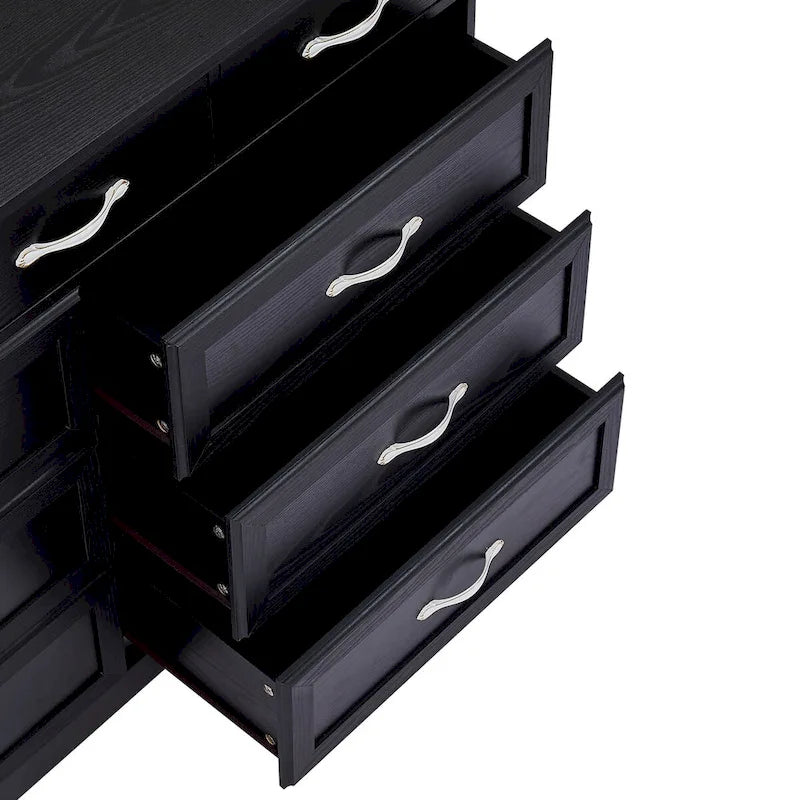 Cassettiera a 9 cassetti bianca e nera, stile porta a battente