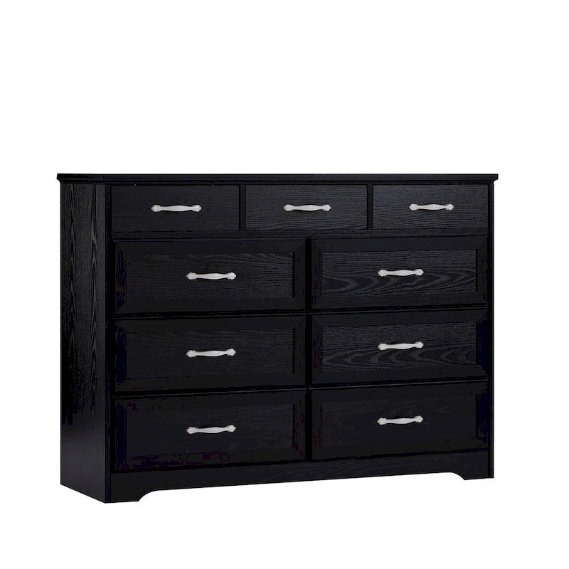 Cassettiera a 9 cassetti bianca e nera, stile porta a battente