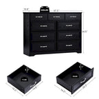 Cassettiera a 9 cassetti bianca e nera, stile porta a battente