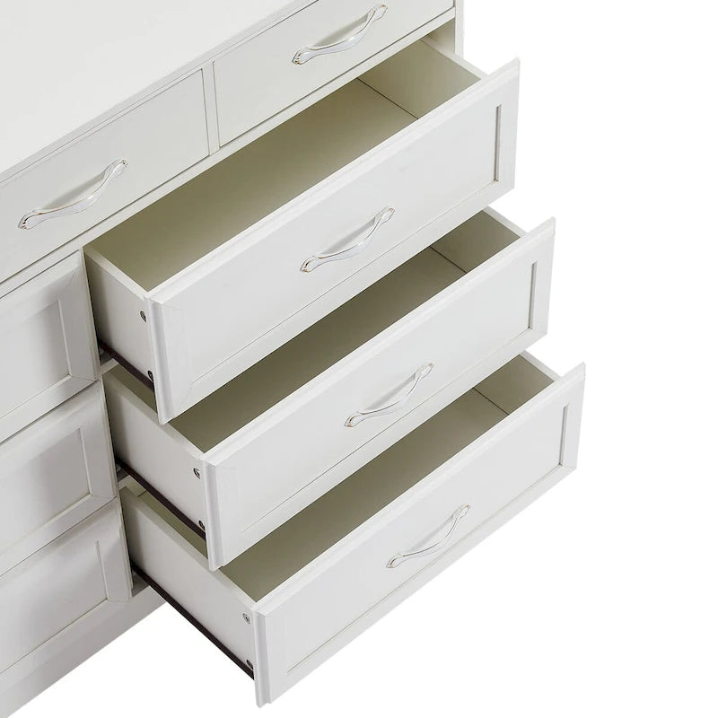 Cassettiera a 9 cassetti bianca e nera, stile porta a battente