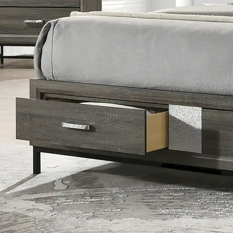 Piattaforma Letto con Cassetti Contenitore Chevron Grigio | King / Queen / Matrimoniale | 1–2 Persone