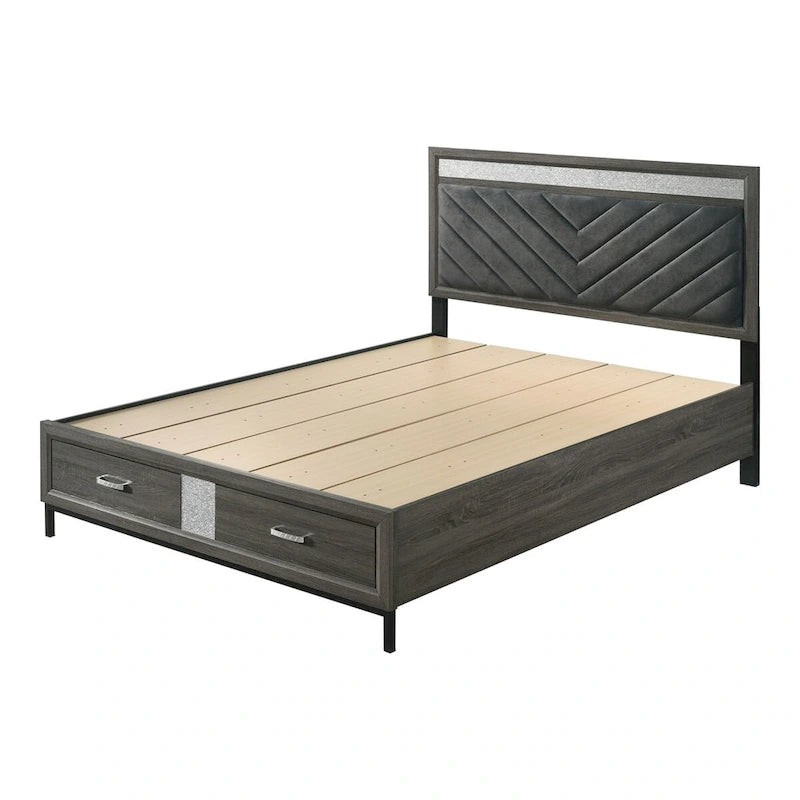Piattaforma Letto con Cassetti Contenitore Chevron Grigio | King / Queen / Matrimoniale | 1–2 Persone