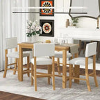 Set da pranzo ad altezza bancone in legno naturale, 5 posti