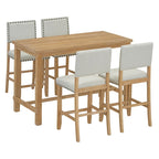 Set da pranzo ad altezza bancone in legno naturale, 5 posti