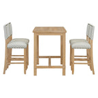 Set da pranzo ad altezza bancone in legno naturale, 5 posti