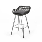 Oaks Aura 30-inch Modern Wood and Metal Patio Stool, Industrial Farmhouse Style Barstools, Set of 2