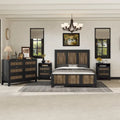 Letto a piattaforma stile fattoria, misura matrimoniale, bianco/nero, set da 4 pezzi per 1-2 persone