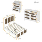 Letto a piattaforma stile fattoria, misura matrimoniale, bianco/nero, set da 4 pezzi per 1-2 persone