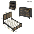 Letto a piattaforma stile fattoria, misura matrimoniale, bianco/nero, set da 4 pezzi per 1-2 persone