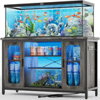 Mobiletto 2-in-1 per Acquario Quercia Nera/Grigia con Luce LED e Prese di Corrente, 2 Vasche