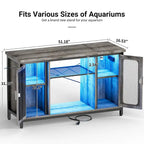 Mobiletto 2-in-1 per Acquario Quercia Nera/Grigia con Luce LED e Prese di Corrente, 2 Vasche