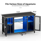 Mobiletto 2-in-1 per Acquario Quercia Nera/Grigia con Luce LED e Prese di Corrente, 2 Vasche