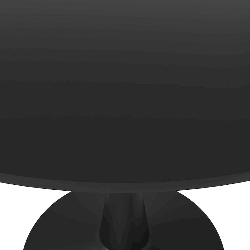 Tavolo da pranzo rotondo con piedistallo per 4 persone, piano in MDF, colore nero/bianco/bianco marmorizzato