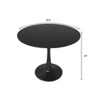 Tavolo da pranzo rotondo con piedistallo per 4 persone, piano in MDF, colore nero/bianco/bianco marmorizzato