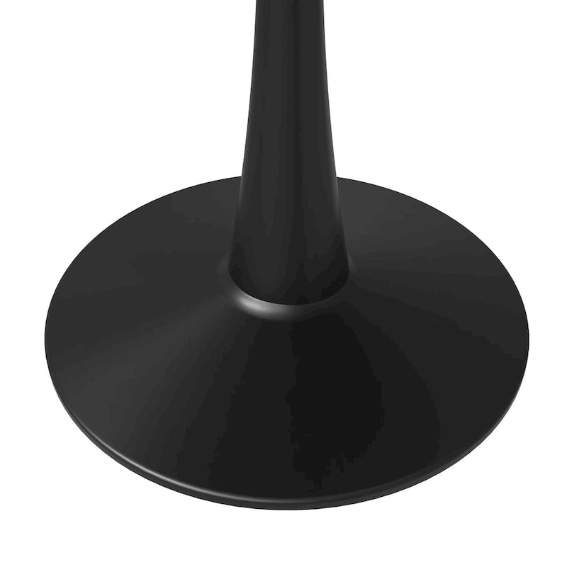Tavolo da pranzo rotondo con piedistallo per 4 persone, piano in MDF, colore nero/bianco/bianco marmorizzato