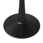 Tavolo da pranzo rotondo con piedistallo per 4 persone, piano in MDF, colore nero/bianco/bianco marmorizzato