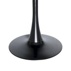 Tavolo da pranzo rotondo con piedistallo per 4 persone, piano in MDF, colore nero/bianco/bianco marmorizzato