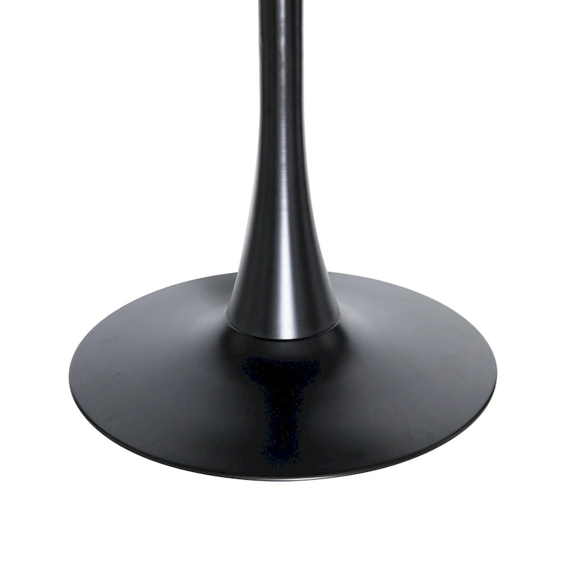 Tavolo da pranzo rotondo con piedistallo per 4 persone, piano in MDF, colore nero/bianco/bianco marmorizzato