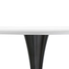 Tavolo da pranzo rotondo con piedistallo per 4 persone, piano in MDF, colore nero/bianco/bianco marmorizzato